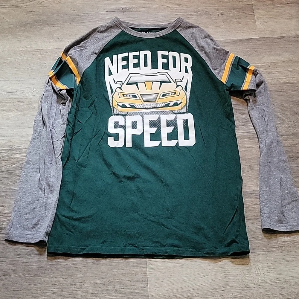 Childrens place green need for speed long sleeve tee XXl/16